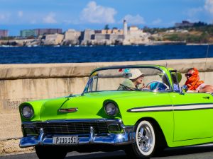Green vintage convertible